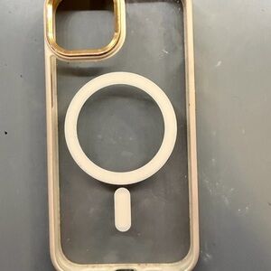 Gold and White Phone Case Iphone 14